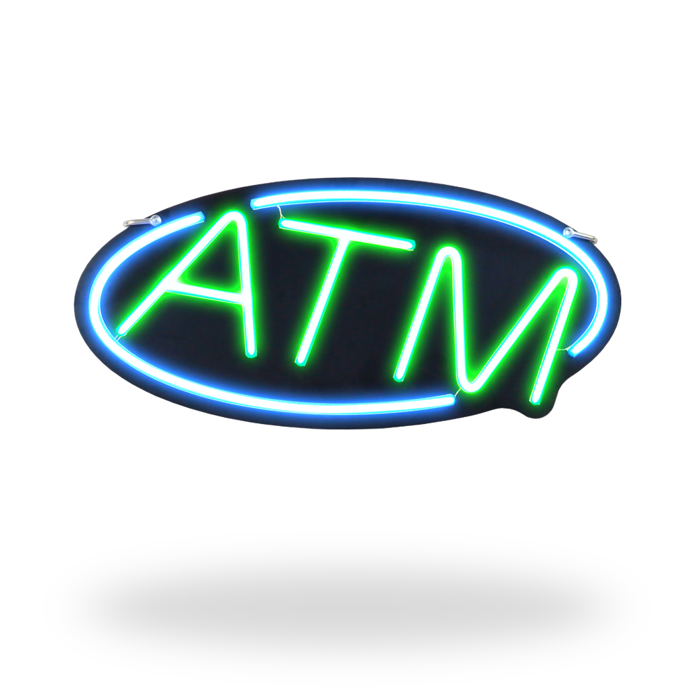 18" x 9" Green and Blue Neon LED ATM Sign